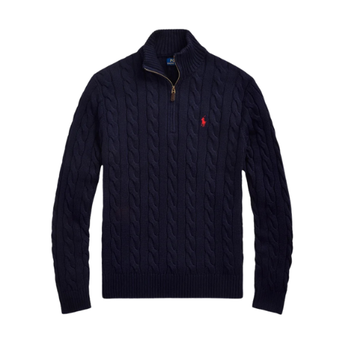 RL Zip-Quarter Bleu Torsadé